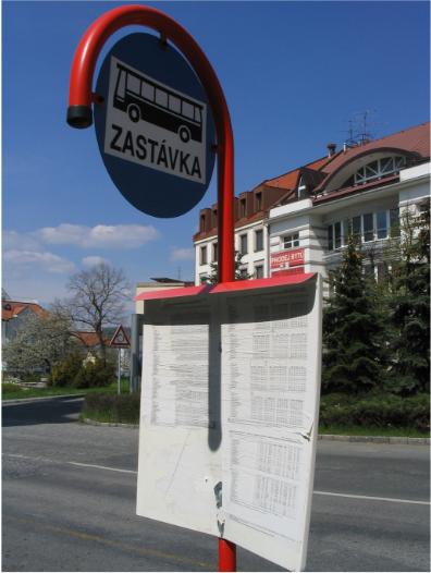 Klasický oznaèník MHD v Pøíbrami s rozsáhlým jízdním øádem linky 2.