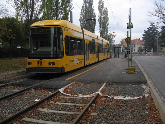 Provizorní ukonèení linky 3 kvùli rekonstrukci trati do Coschütz.